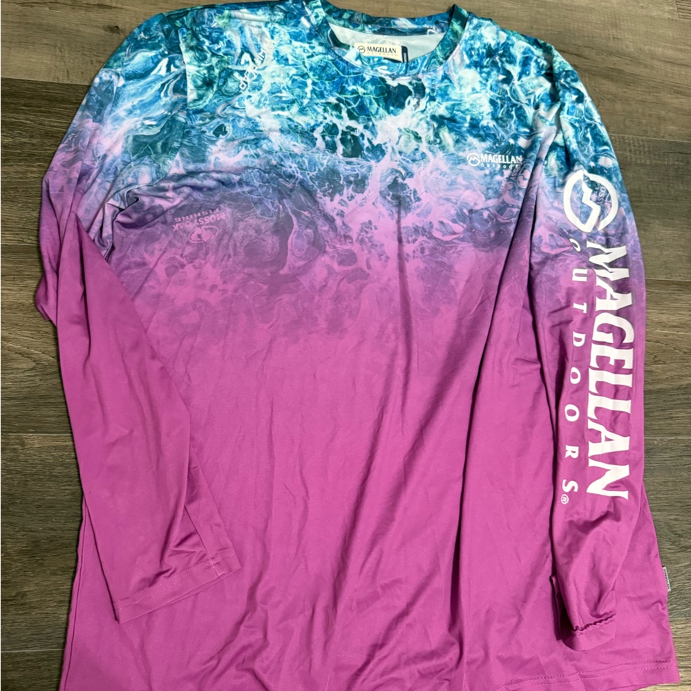 Magellan Outdoors Pink and Blue Tie-Dye Shirt